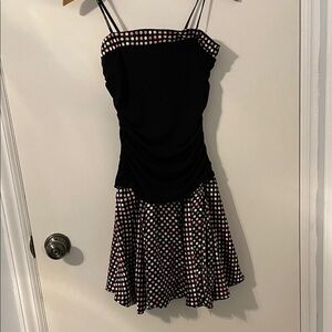 Black Polka Dot A-Line Strapless Dress